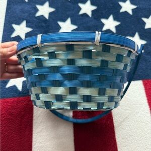Blue Woven Basket Bag